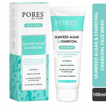 Charcoal & Seaweed Face Wash - With Bamboo Charcoal Powder, Organic Seaweed & Vetiver Grass - 100 mL